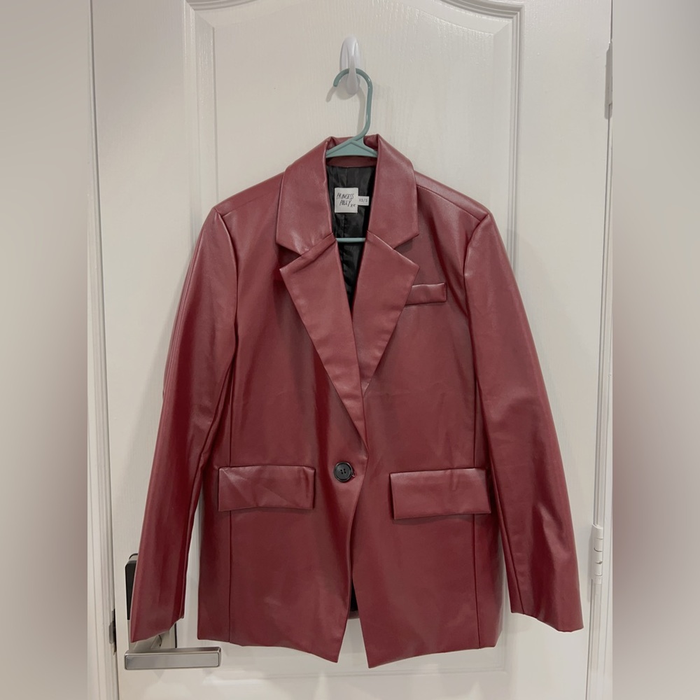 Maroon vegan leather jacket princess Polly